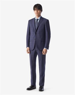 Corneliani Blauw pak in tropical wol met schaduwruit