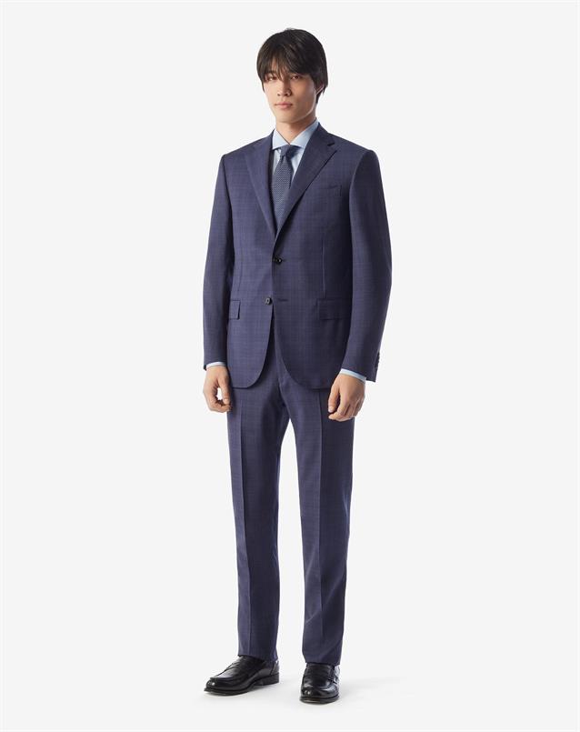 Corneliani Blauw pak in tropical wol met schaduwruit