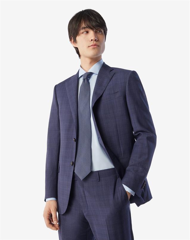 Corneliani Blauw pak in tropical wol met schaduwruit