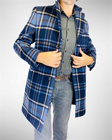 DAKS blue blown-up check overcoat