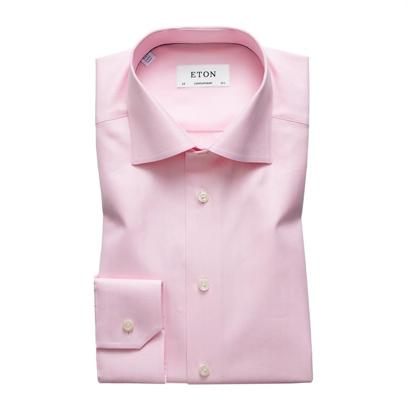 ETON roze visgraat twill hemd