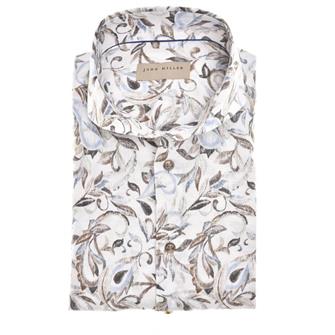 John Miller Bloemprint tailored fit linnen/katoen overhemdhemd
