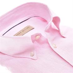 John Miller Roze tailored fit linnen/katoen overhemd