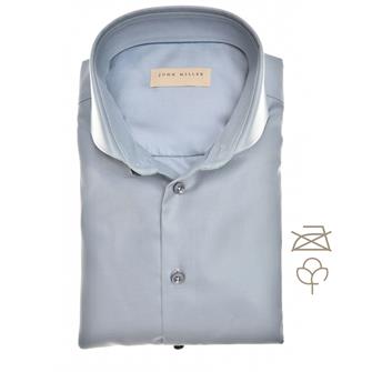 John Miller Staalblauw tailored fit strijkvrij overhemd