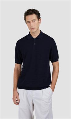 Paul & Shark Knitted polo in katoen met haaienbreisel