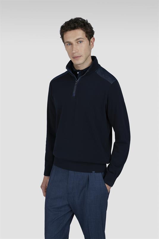 Paul & Shark Zip sweater met denim details