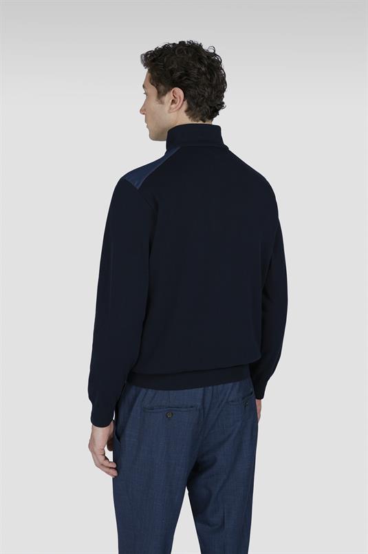 Paul & Shark Zip sweater met denim details