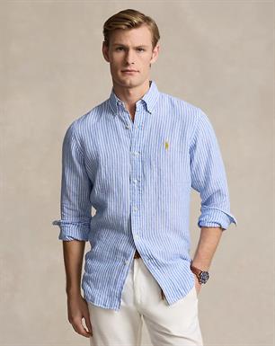 Ralph Lauren Custom fit gestreept linnen overhemd