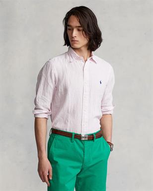 Ralph Lauren Custom fit gestreept linnen overhemd