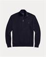 Ralph Lauren Mesh-gebreide katoenen trui met kwart rits