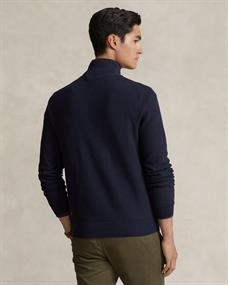 Ralph Lauren Mesh-gebreide katoenen trui met kwart rits